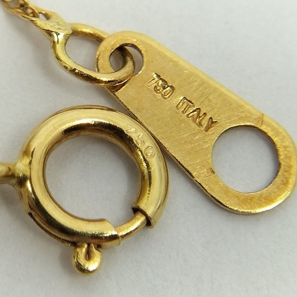 Genuine Italy 18k Yellow Gold Vintage PENDANT Diamond Stone 0.98Ct NECKLACE - Picture 8 of 9